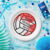 Red Volleyball Custom Paper Party Papieren Bordje (Feest)