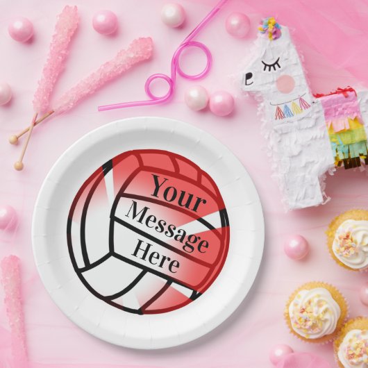 Red Volleyball Custom Paper Party Papieren Bordje (Feest)