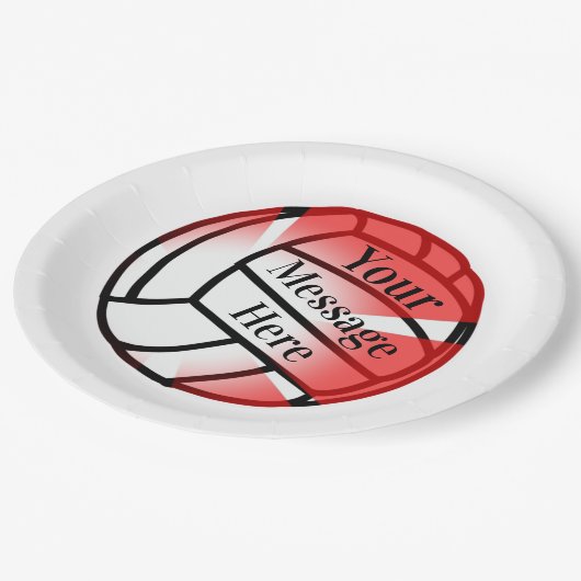 Red Volleyball Custom Paper Party Papieren Bordje (Gekanteld)