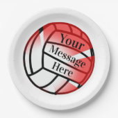 Red Volleyball Custom Paper Party Papieren Bordje (Voorkant)