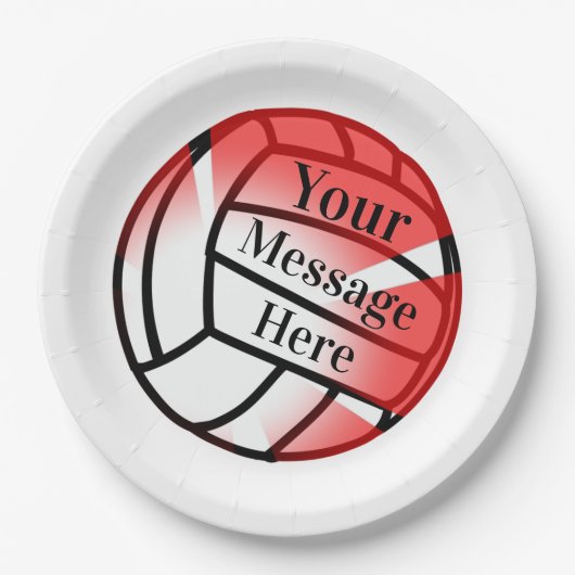 Red Volleyball Custom Paper Party Papieren Bordje (Voorkant)