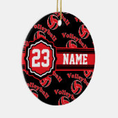 Red Volleyball Keramisch Ornament (Rechts)