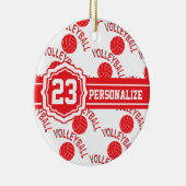 Red Volleyball | Naam en nummer DIY Keramisch Ornament (Rechts)