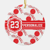Red Volleyball | Naam en nummer DIY Keramisch Ornament (Voorkant)