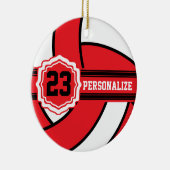 Red Volleyball | Naam en nummer DIY Keramisch Ornament (Rechts)