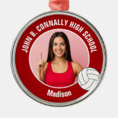 Red Volleyball Player Photo Christmas Gift Metalen Ornament (Voorkant)