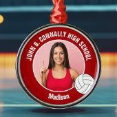 Red Volleyball Player Photo Christmas Gift Metalen Ornament