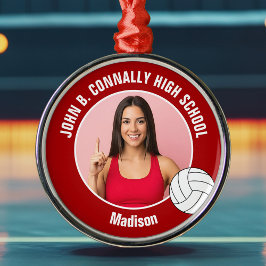 Red Volleyball Player Photo Christmas Gift Metalen Ornament