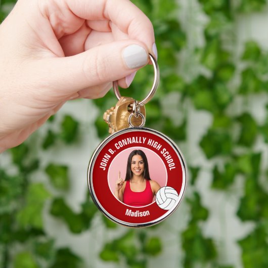 Red Volleyball Player Photo High School Spirit Sleutelhanger (Hand)