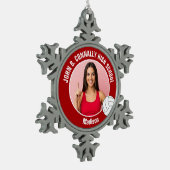 Red Volleyball Player Photo High School Tin Sneeuwvlok Ornament (Links)