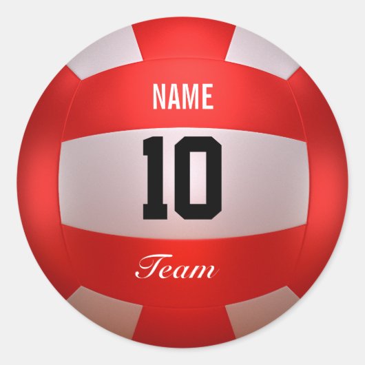 Red Volleyball Ronde Sticker (Voorkant)