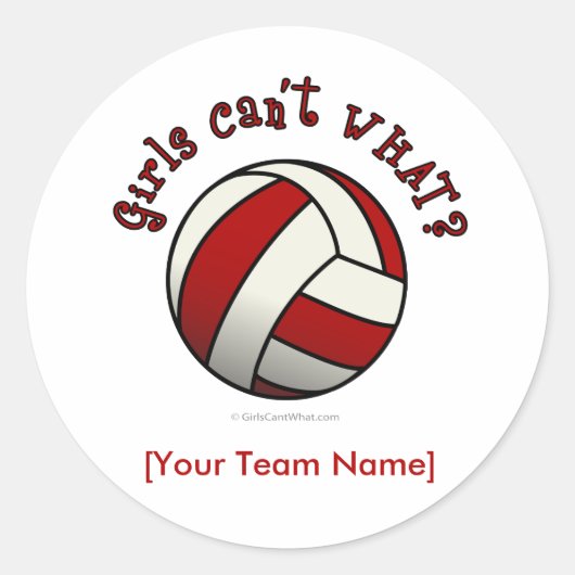 Red Volleyball Ronde Sticker (Voorkant)