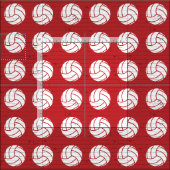Red Volleyball Wood Floor Pattered Stof (Delen)