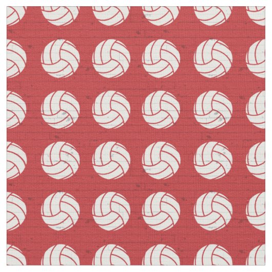 Red Volleyball Wood Floor Pattered Stof (Close Up)