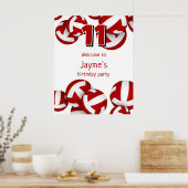 Red Volleyballs Kids verjaardagsfeestje welkom Poster (Keuken)