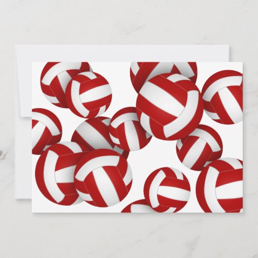 Red Volleyballs Meisjes Verjaardagsfeest Kaart (Achterkant)