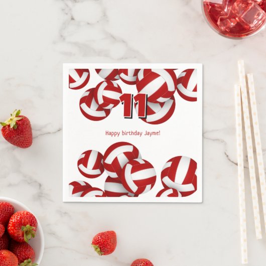 Red Volleyballs Meisjes Verjaardagsfeest Servet (Insitu)