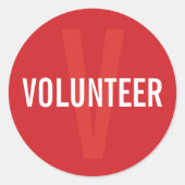 Red Volunteer Badge Ronde Sticker (Voorkant)
