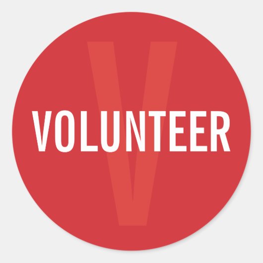 Red Volunteer Badge Ronde Sticker (Voorkant)