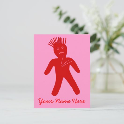 Red Voodoo Doll Briefkaart (Staand voorkant)