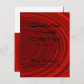 Red Vortex 50th Birthday Save the date 2 Aankondigingskaart (Voorkant / Achterkant)