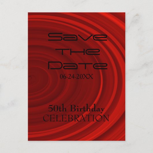 Red Vortex 50th Birthday Save the date 2 Aankondigingskaart (Voorkant)
