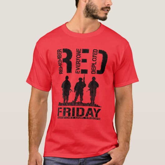 Red Vrijdag Militaire R.E.D. Herinner iedereen Dep T-shirt (Voorkant)