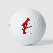 Red Vrouw Golfer Putting Golfballen (Voorkant)