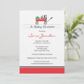 Red Wagon Baby shower Invitation Kaart (Staand voorkant)