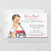 Red Wagon-Baby shower Kaart (Voorkant)