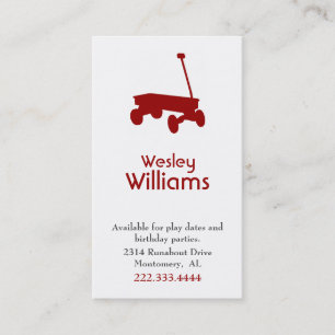 Red Wagon Children Play Date Card Contactkaartje