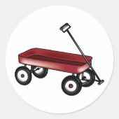 Red Wagon Ronde Sticker (Voorkant)