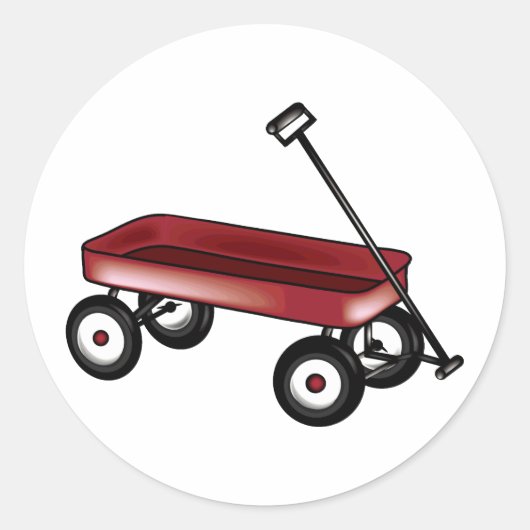 Red Wagon Ronde Sticker (Voorkant)