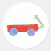 Red Wagon Ronde Sticker (Voorkant)