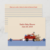 Red Wagon Teddy Bear Baby shower Advice Kaarten (Voorkant / Achterkant)