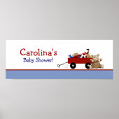Red Wagon Teddy Bear Persoonlijke banner Poster (Voorkant)
