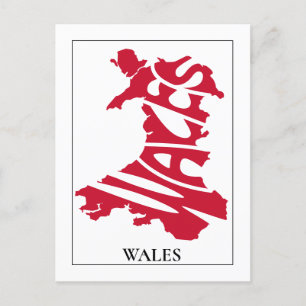 Red Wales Typografie Map - Aangepast Briefkaart