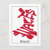 Red Wales Typografie Map - Aangepast Briefkaart (Voorkant)