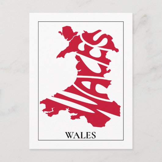 Red Wales Typografie Map - Aangepast Briefkaart (Voorkant)