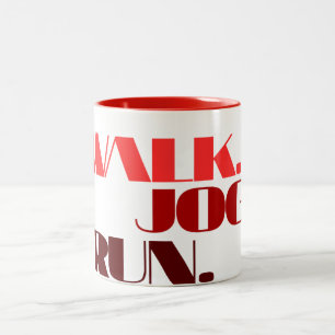 RED WALK JOG RUN (font CHUNKY) Tweekleurige Koffiemok