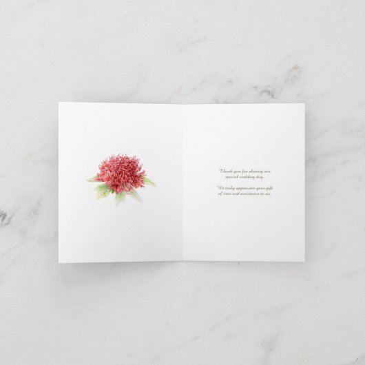 Red waratah bloem art bruiloft dank u bedankkaart (Binnen)
