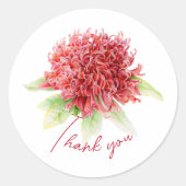 Red waratah botanische dank u bruiloft sticker (Voorkant)