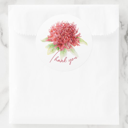 Red waratah botanische dank u bruiloft sticker (Tas)