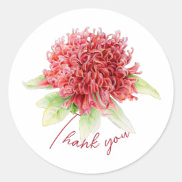 Red waratah botanische dank u bruiloft sticker