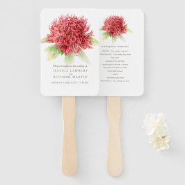 Red waratah bruiloft programma fans handwaaier