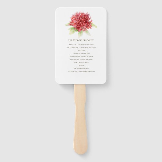Red waratah bruiloft programma fans handwaaier (Achterkant)