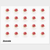 Red waratah flower art dank je trouwsticker ronde sticker (Vel)