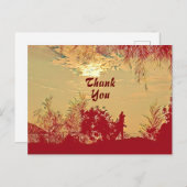 Red Warm Sunset Scenery Trees Dank u Briefkaart (Voorkant / Achterkant)