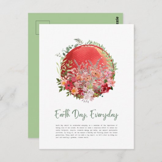 Red Warming Earth Day Alledaags Briefkaart (Voorkant / Achterkant)