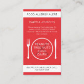 Red Warning Food Allergy Alert Chef Kaart Contactkaartje (Voorkant)